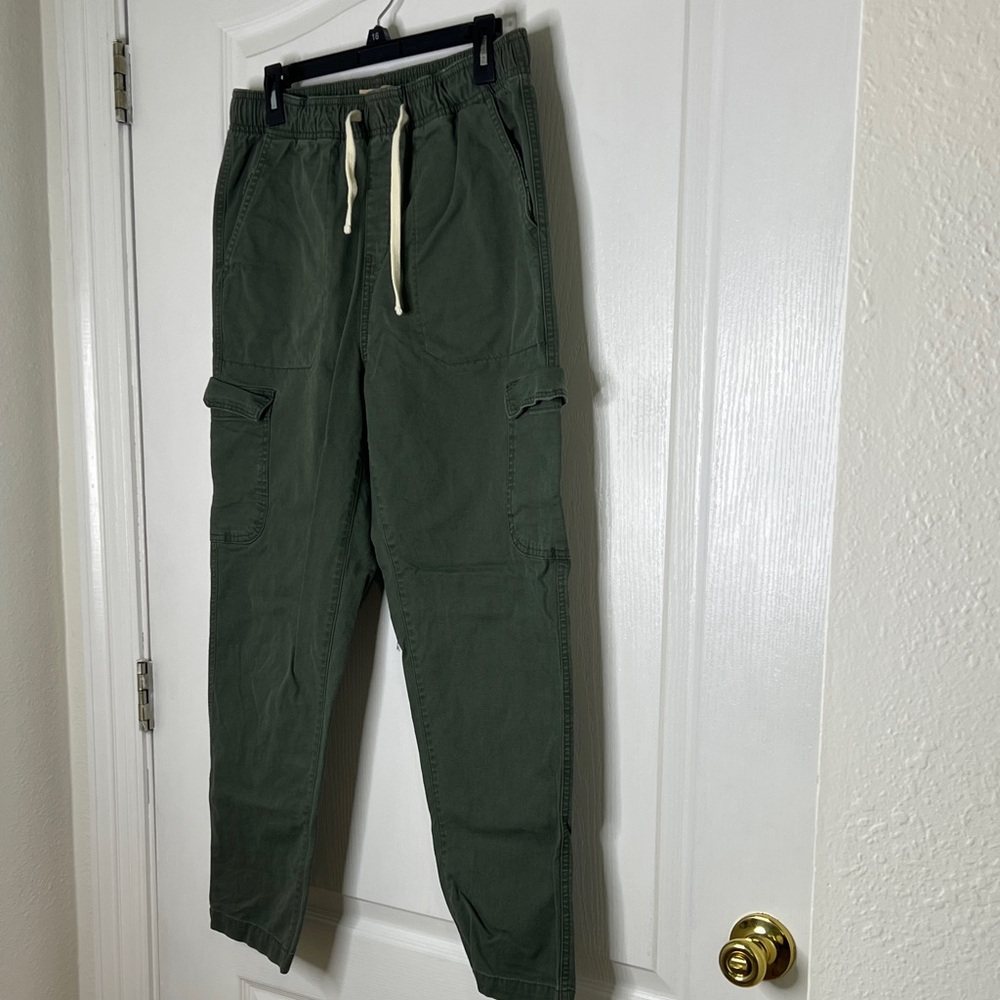 Women's Olive Green Cargo Joggers with Drawstring Waist